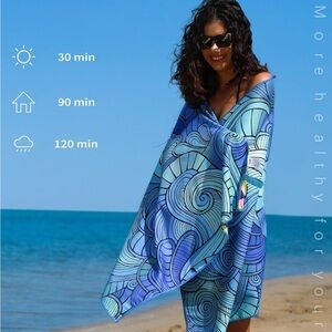 Pink and Blue Flamingo Beach Towel with Intricate Patterns